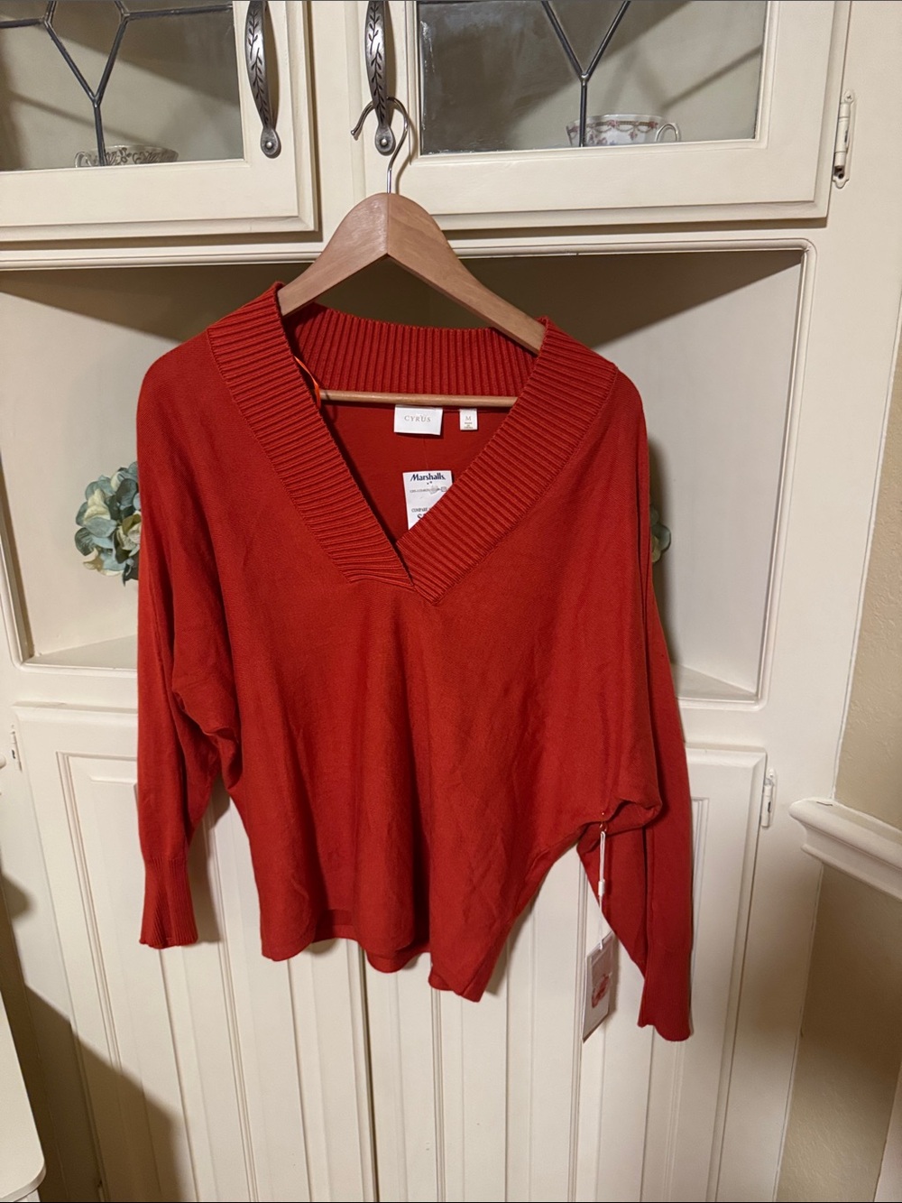Cyrus Burnt Orange V-Neck Women’s Sweater